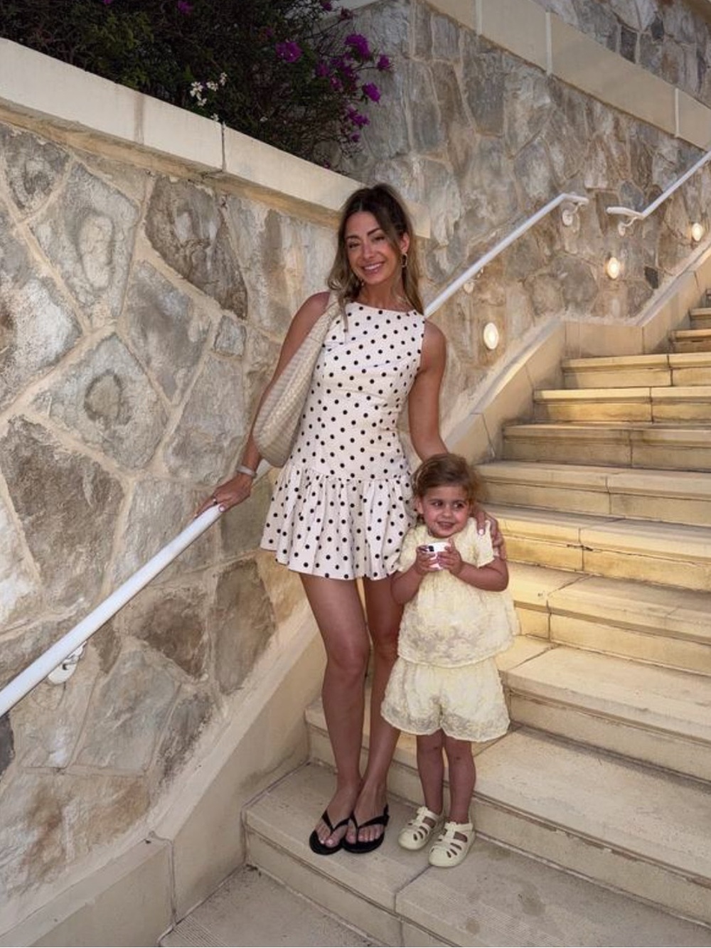 Women’s Cream Polka Dot Mini Dress - Sleeveless Ruffle Hem
